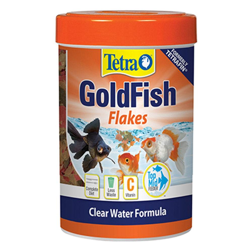 Tetra Goldfish Flakes packaging on a white background at Pet Servo