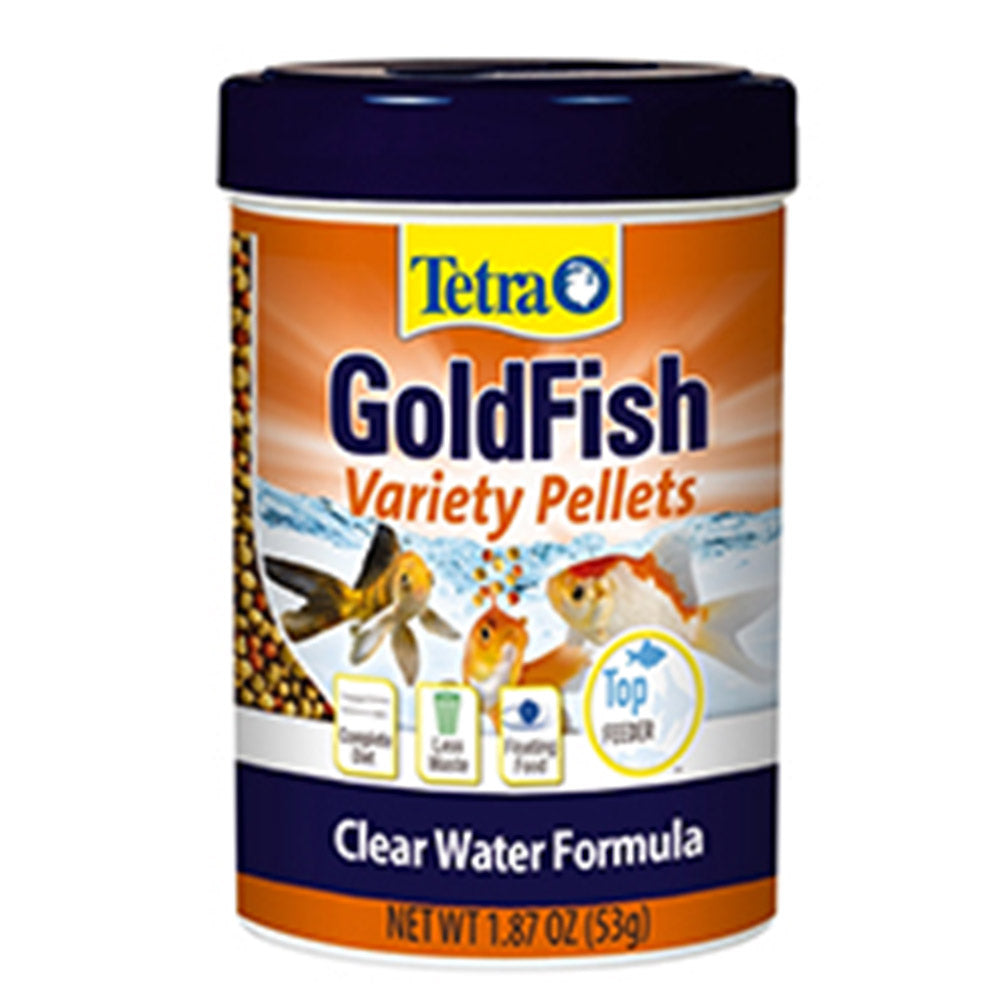 Tetra GoldFish Variety Pellets fish food container on a white background at Pet Servo