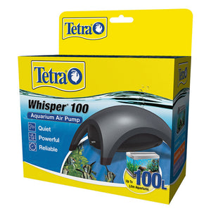 Tetra Whisper 100 aquarium air pump packaging on a white background at Pet Servo
