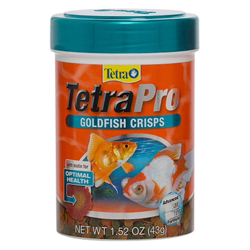 TetraPro Goldfish Crisps container with goldfish illustration on a white background at Pet Servo