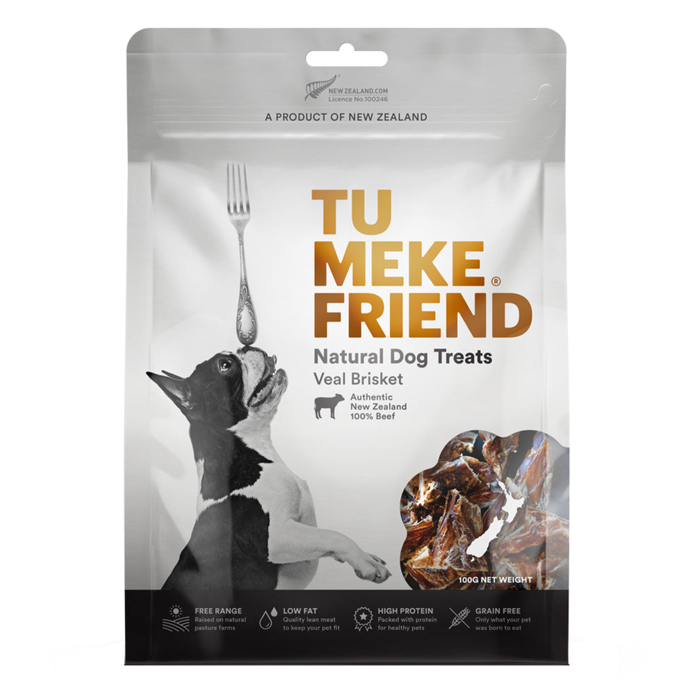 Package of Tu Meke Friend natural dog treats with a dog and treat illustration on a white background at Pet Servo