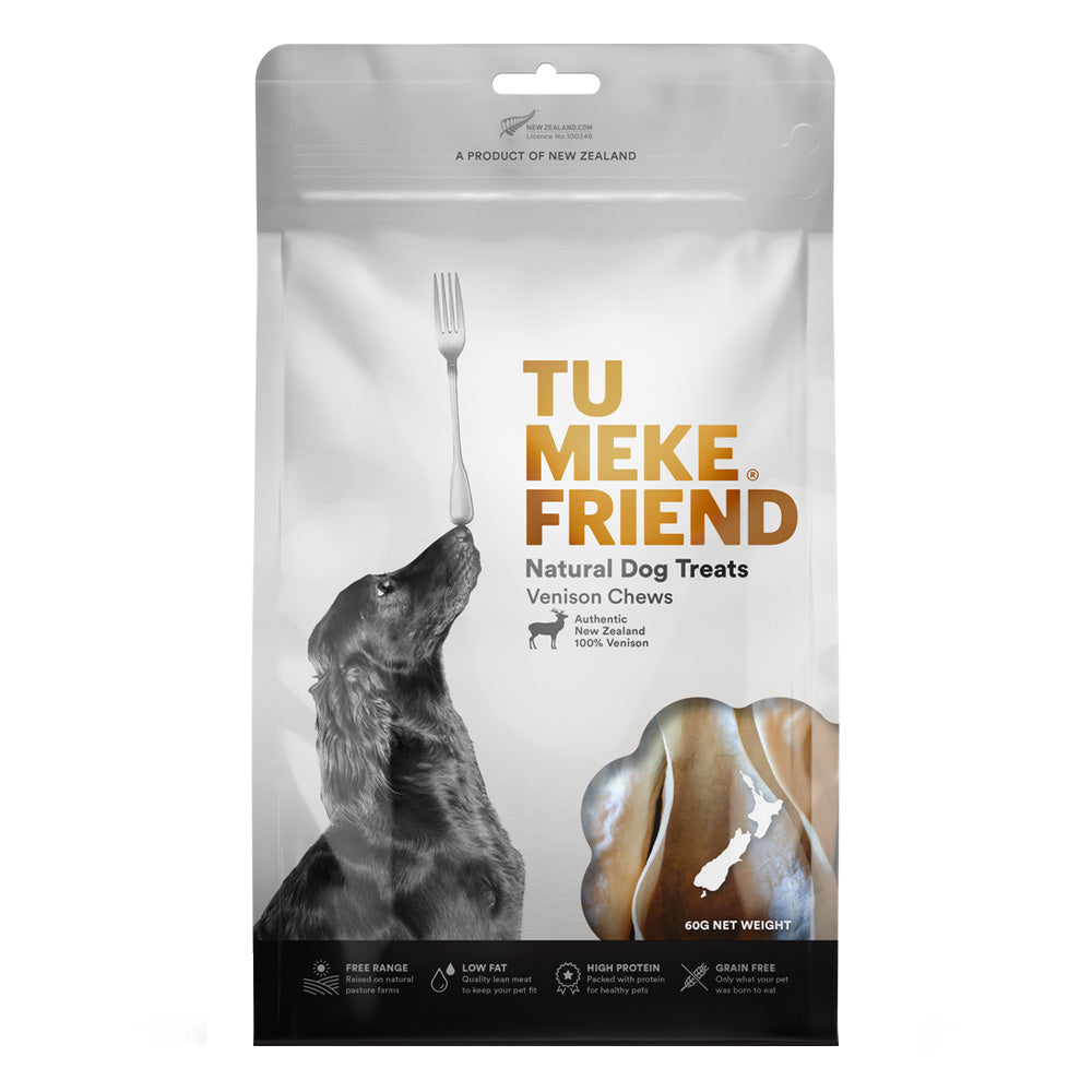 Package of Tu Meke Friend natural dog treats with a dog and treat illustration on a white background at Pet Servo