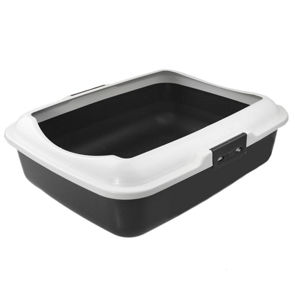 Black and white pet litter box on a white background at Pet Servo