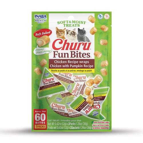 Inaba Churu - Fun Bites Chicken Recipe Wraps Chicken With Pumpkin Recipe - Petservo