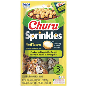 Churu Sprinkles Meal Topper packaging with dogs on a white background