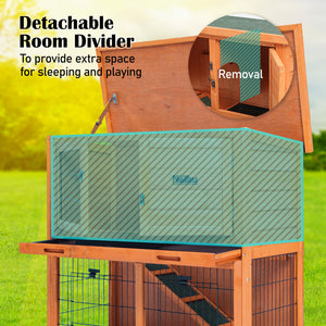 yes4pets - Rabbit Hutch Chicken Coop 92 x 45 x 82cm 2 Storey Cage Run Aria - Pet Servo