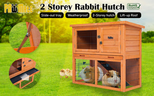yes4pets - Rabbit Hutch Chicken Coop 92 x 45 x 82cm 2 Storey Cage Run Aria - Pet Servo