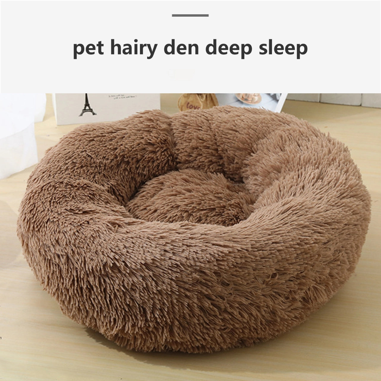 Pet Fantastic - Pet Dog Bed Bedding Warm Plush Round Soft Dog Nest Light Coffee at Pet Servo