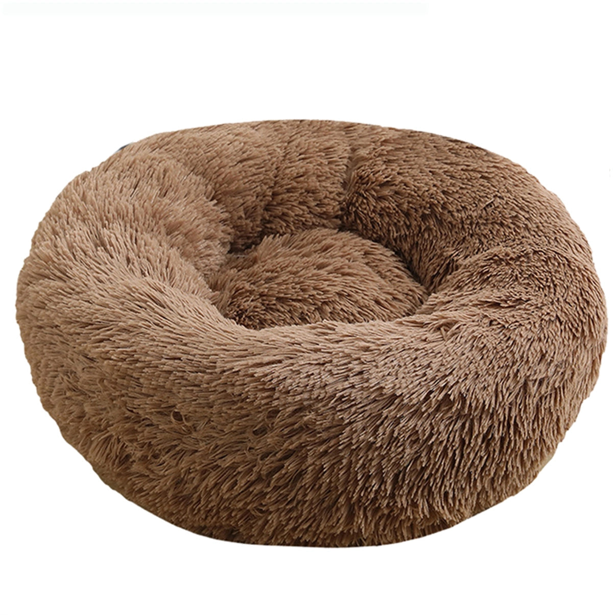Pet Fantastic - Pet Dog Bed Bedding Warm Plush Round Soft Dog Nest Light Coffee at Pet Servo