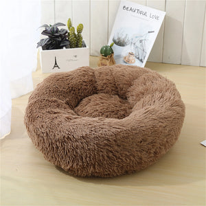 Pet Fantastic - Pet Dog Bed Bedding Warm Plush Round Soft Dog Nest Light Coffee at Pet Servo