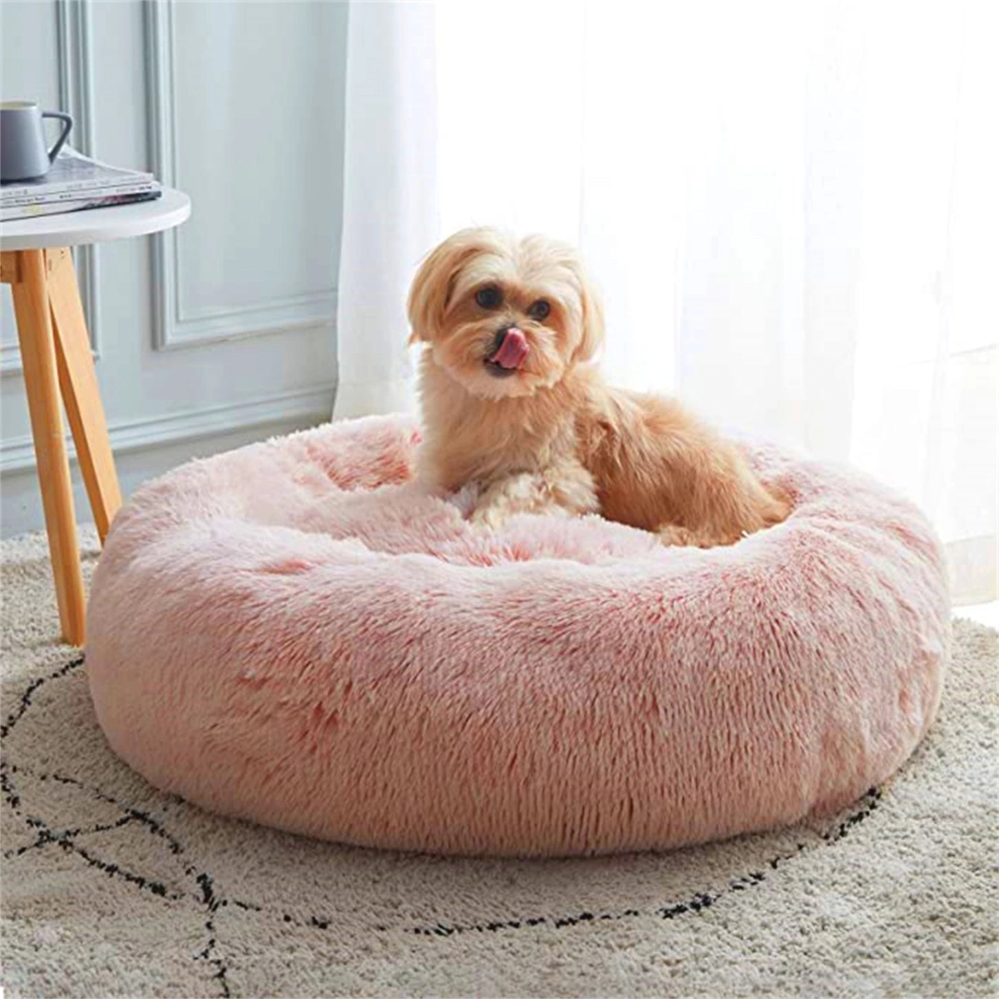 Pet Fantastic - Pet Dog Bedding Warm Plush Round Comfortable Nest Comfy Sleep kennel Pink at Pet Servo