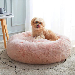 Pet Fantastic - Pet Dog Bedding Warm Plush Round Comfortable Nest Comfy Sleep kennel Pink at Pet Servo