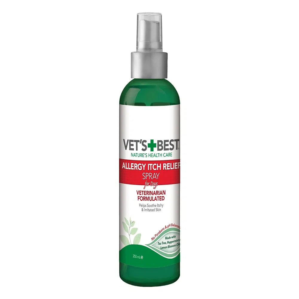 Bottle of Vet's Best Allergy Itch Relief Spray on a white background at Pet Servo