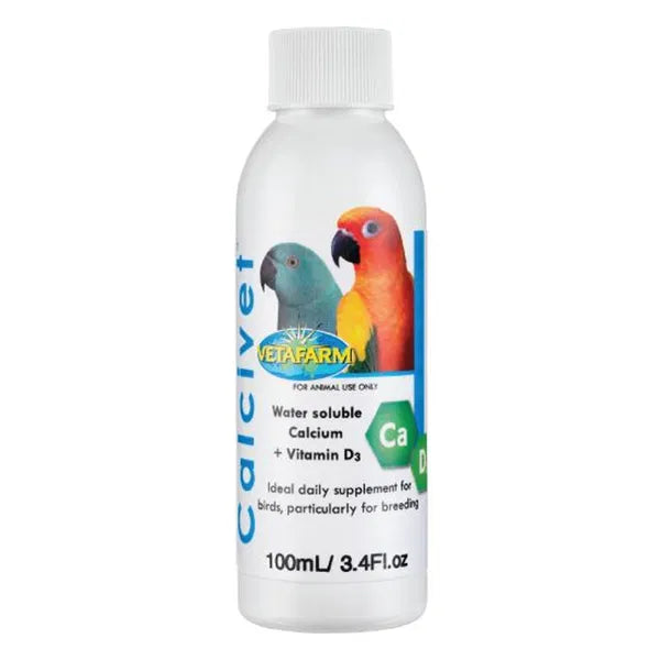 Vetafarm Caivicet bottle 100 ml for birds on a white background at Pet Servo