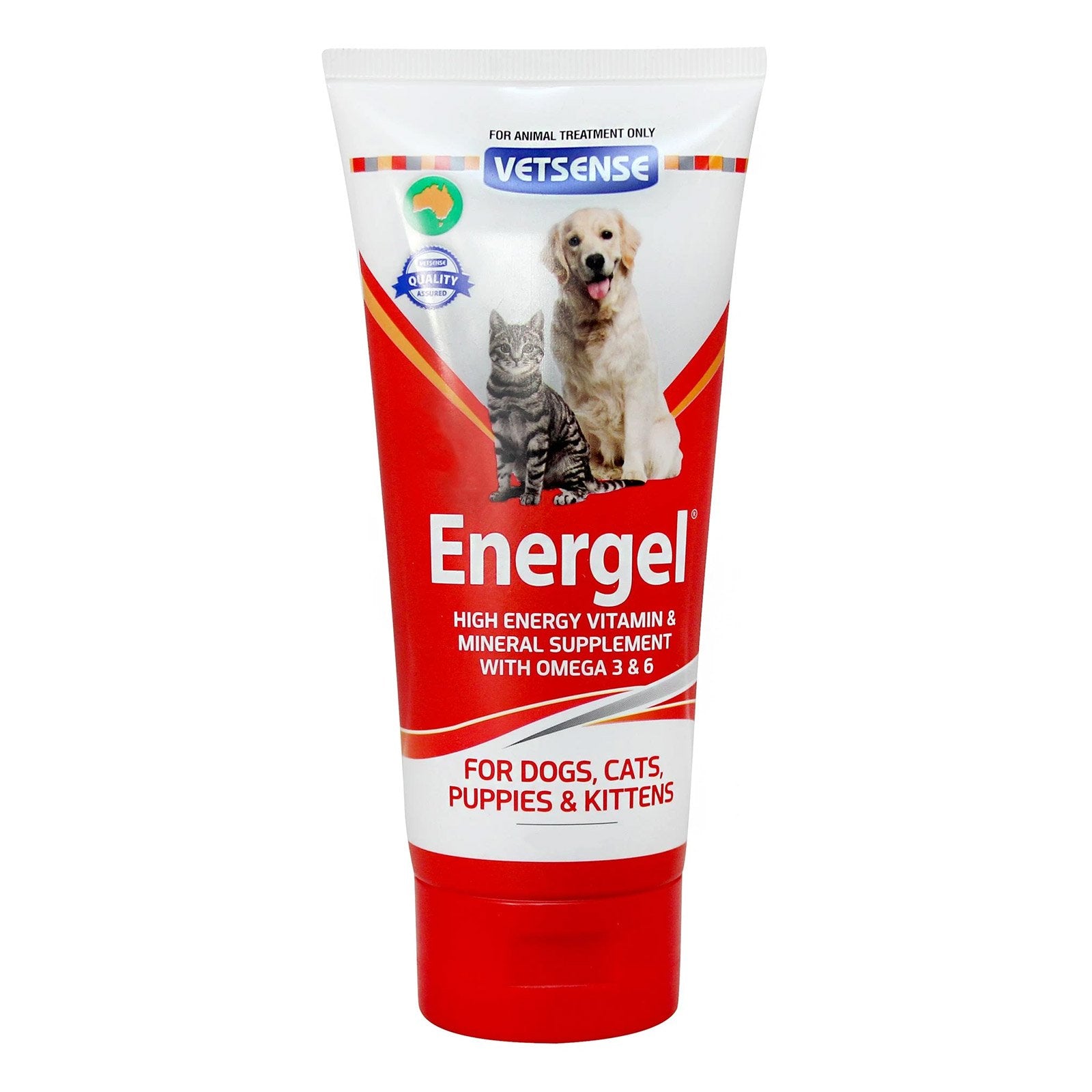 Energel supplement tube for pets with Vetsense branding on a white background at Pet Servo
