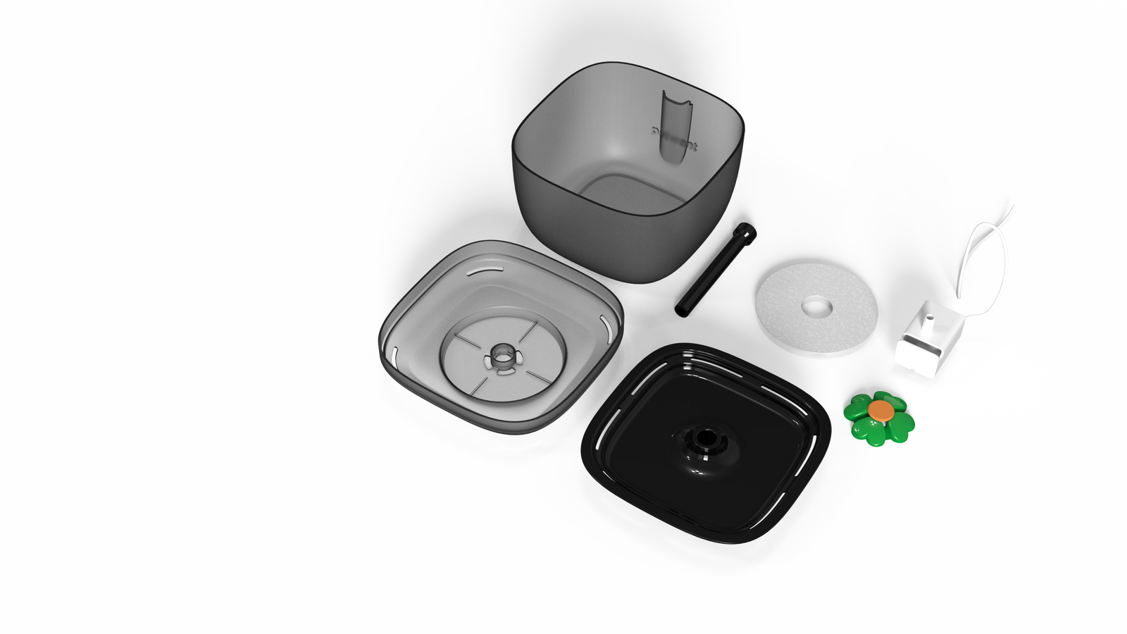 Set of kitchen utensils including a bowl, spatula, and other tools on a white background at Pet Servo