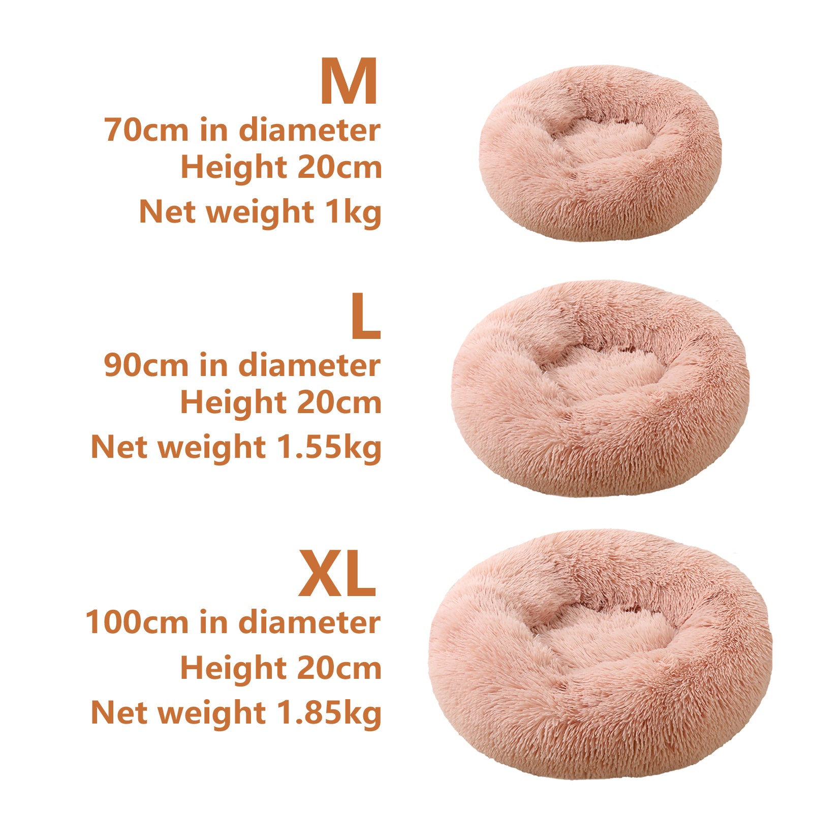 Warm Plush Round Dog Bed Pink – Pet Fantastic Comfortable Nest-1
