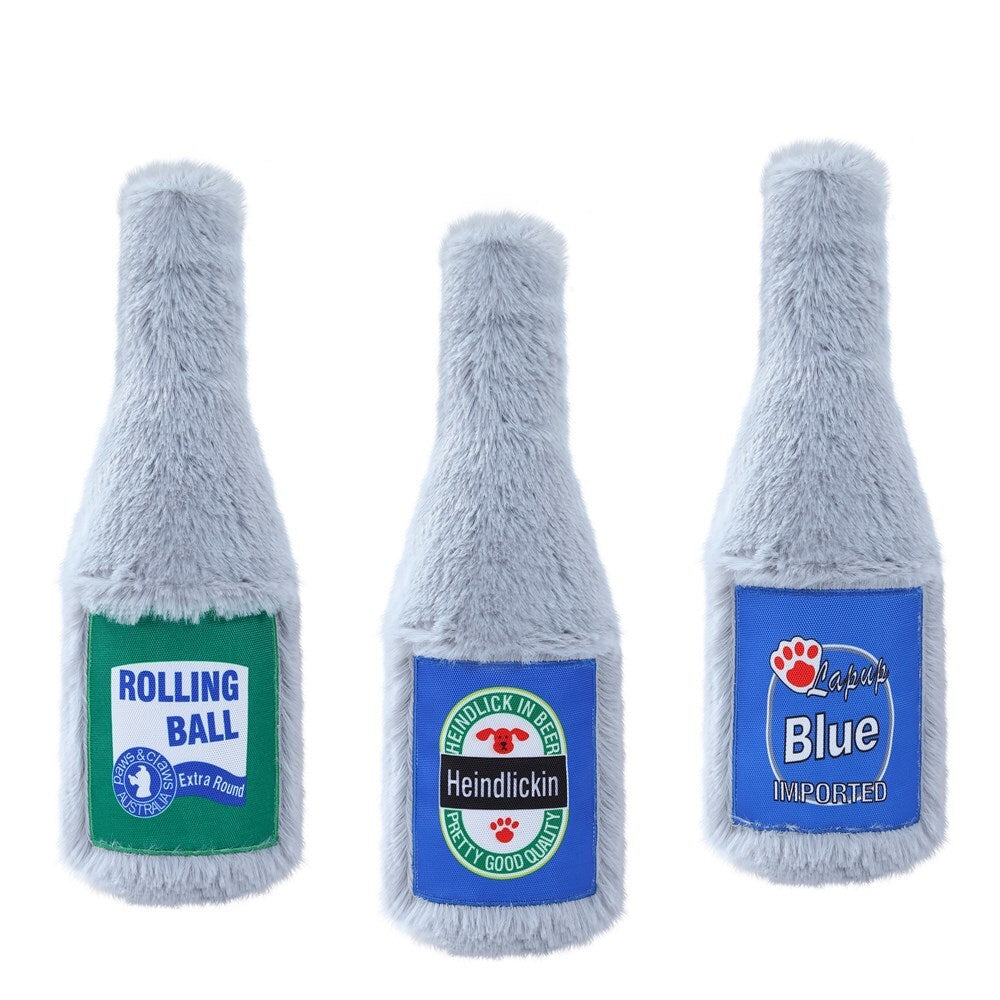 YES4PETS - 3 x Dog Puppy Fun Beer Bottle Soft Toy - petservo
