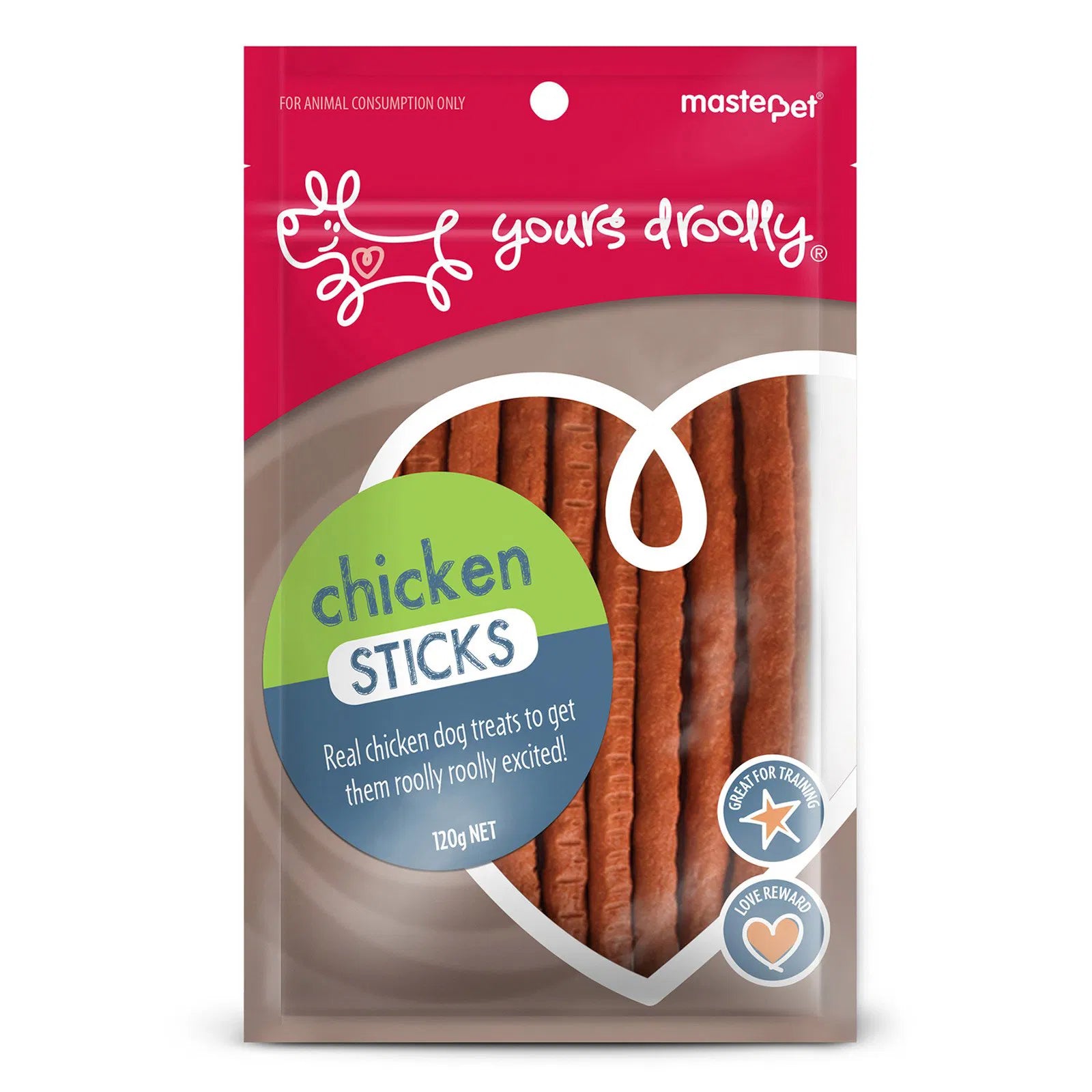 Package of chicken sticks dog treats with 'mastePet' branding on a white background at Pet Servo