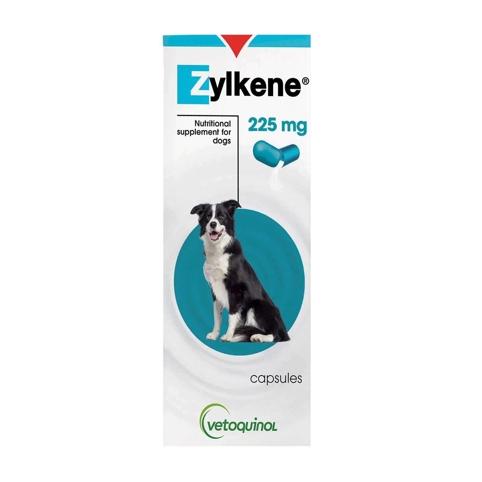 Zylkene nutritional supplement for dogs packaging with a dog illustration on a white background at Pet Servo
