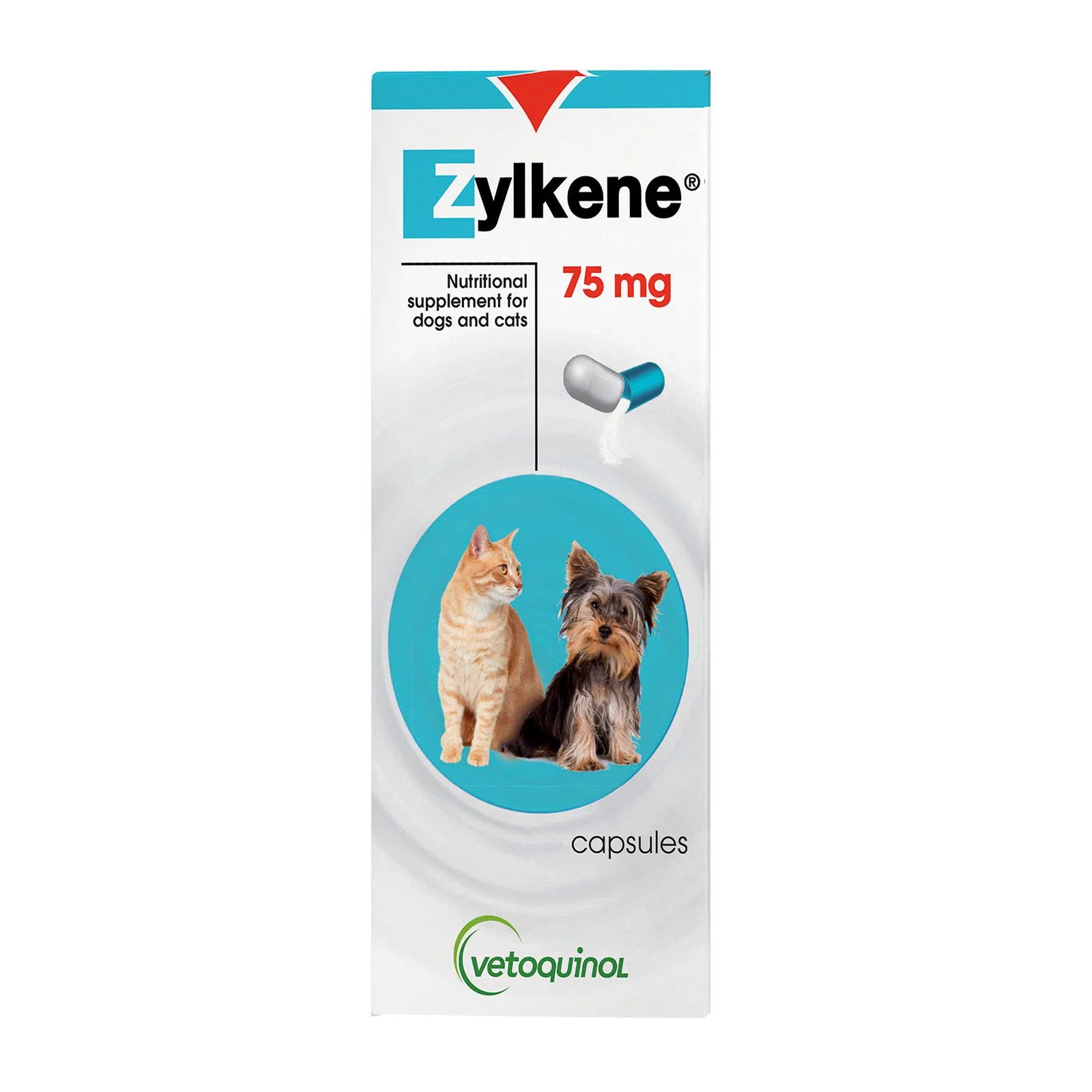 Zylkene nutritional supplement packaging for dogs and cats on a white background at  Pet Servo