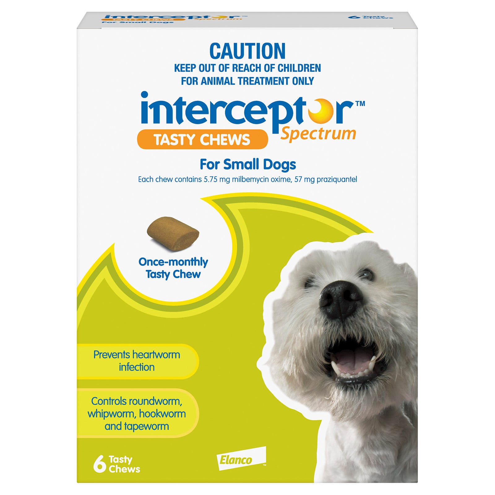 Box of Interoptor Spectrum Tasty Chews for small dogs on a white background