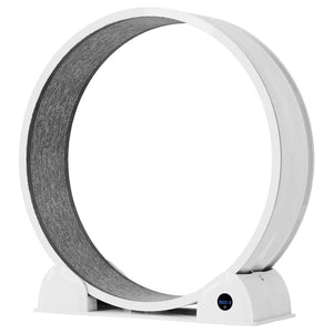 Circular pet exercise wheel with gray interior and white exterior on a white background at Pet Servo