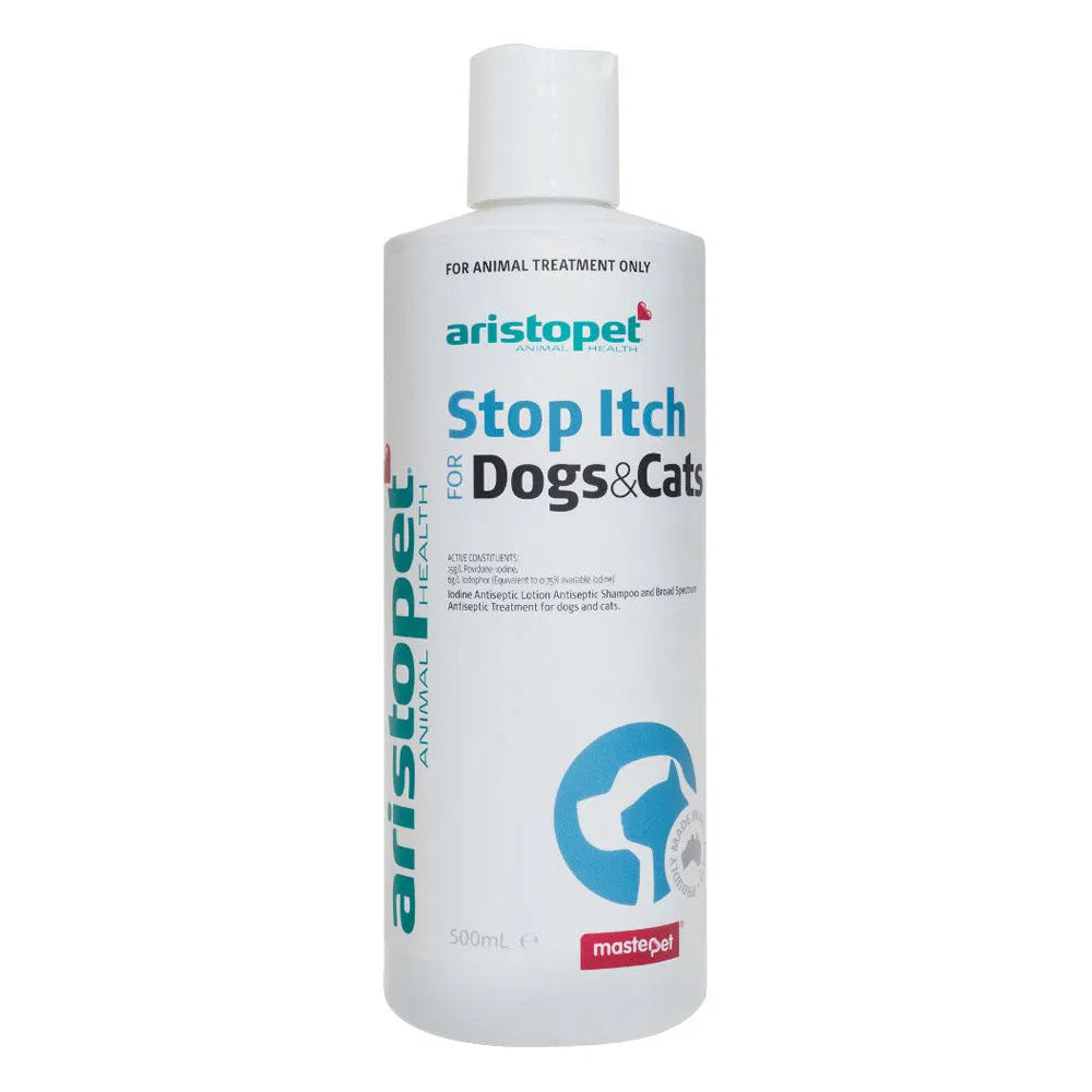 Aristopet Stop Itch Shampoo for Dogs and Cats on a white background at Petservo.