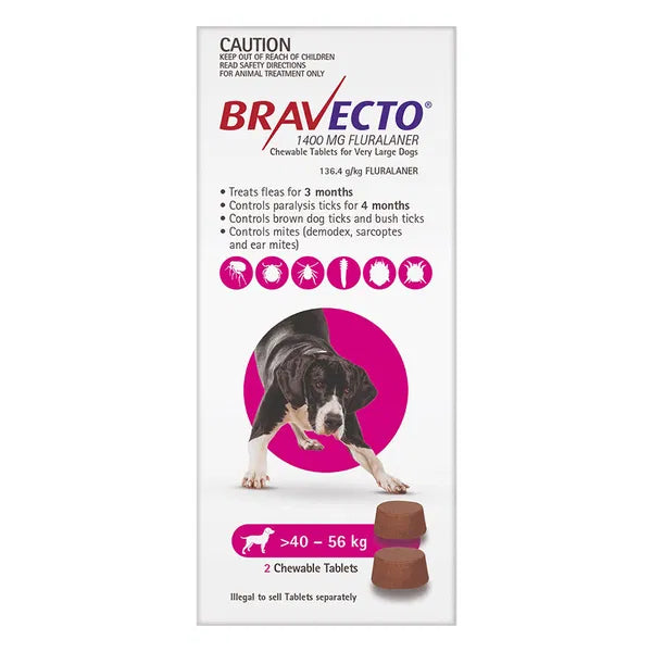 Bravecto - For Extra Large Dogs 40-56Kg (Pink)