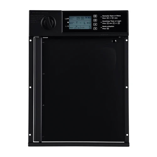 Black electronic control panel with display and buttons on a white background at Pet Servo