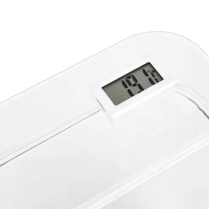 Digital bathroom scale with a white background