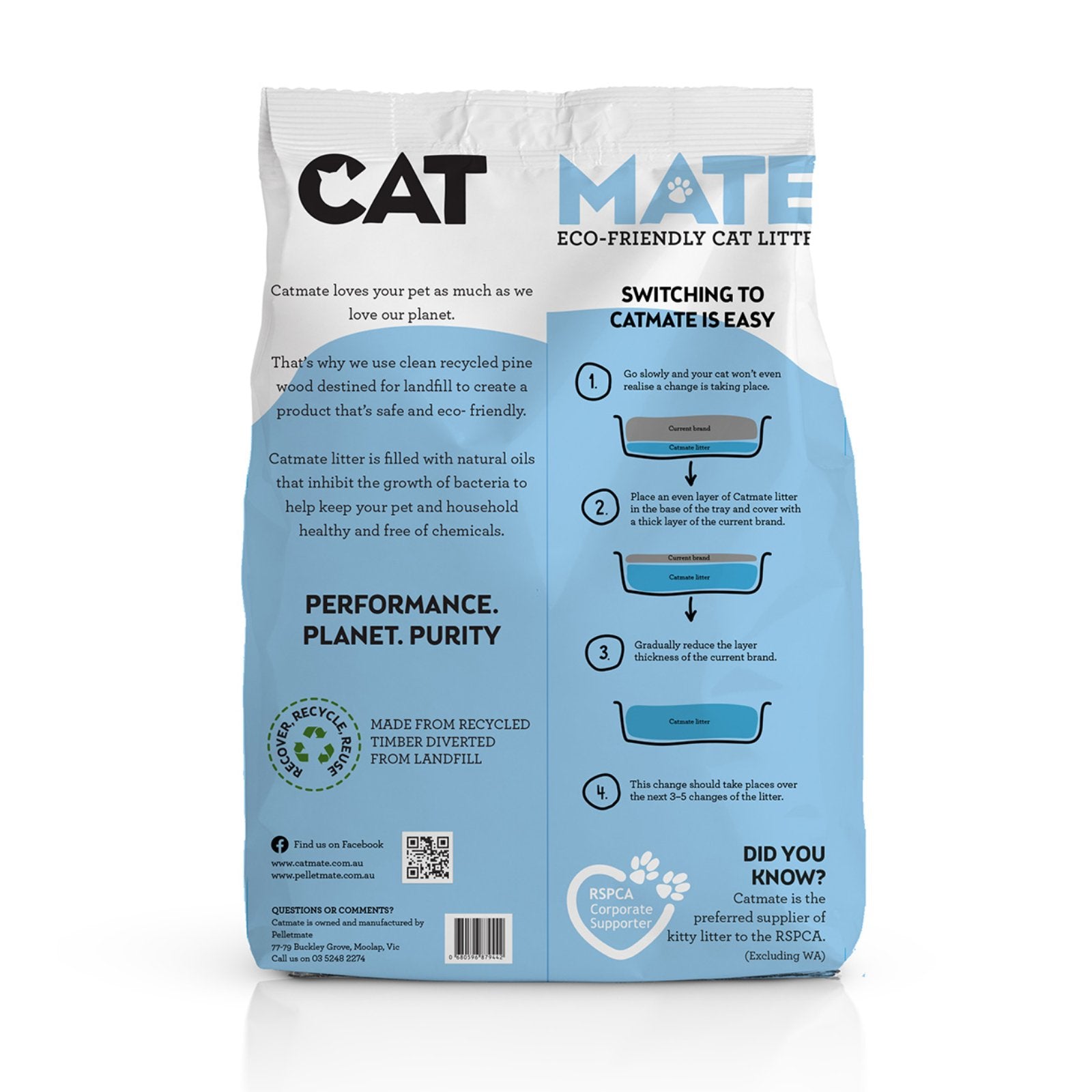 Cat Mate eco-friendly cat litter packaging on a white background at Pet Servo