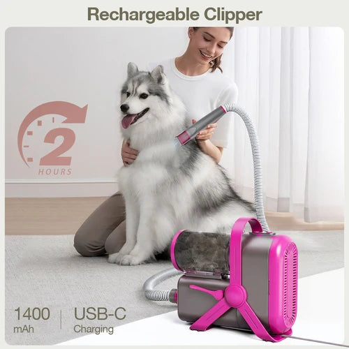 Person grooming a dog with a rechargeable pet grooming clipper on a light background at Pet Servo