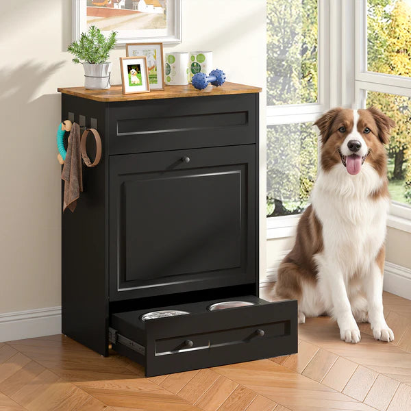Advwin - Dog Feeding Station with Storage & Steel Bowls