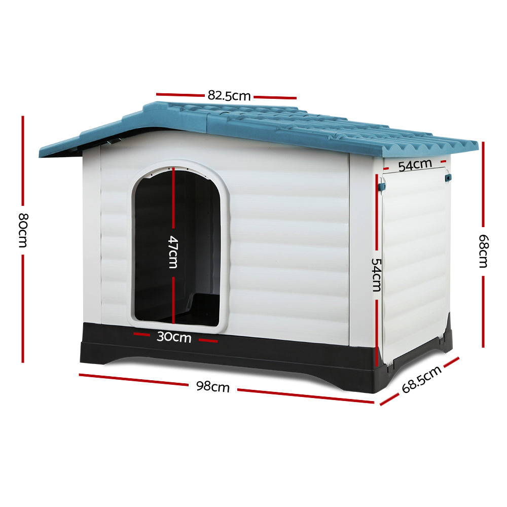 i.Pet - Dog Kennel House Outdoor Plastic Pet Cabin Shelter With Dimentions - XL Blue - Pet Servo 