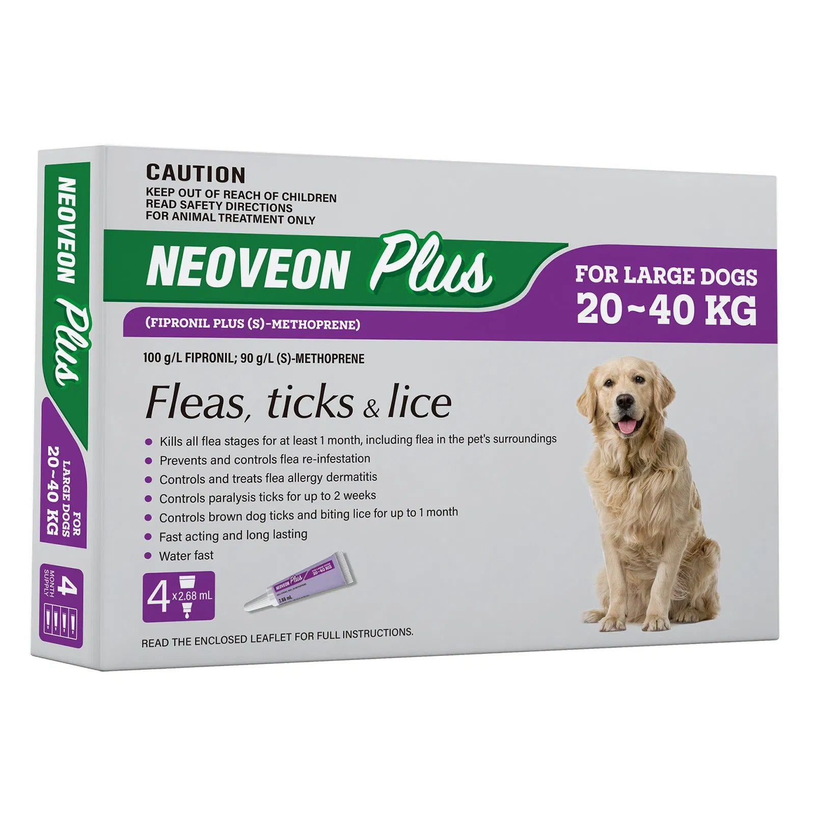 Neoveon Plus Flea and Tick For Large Dogs 20 to 40kg Purple at PetServo
