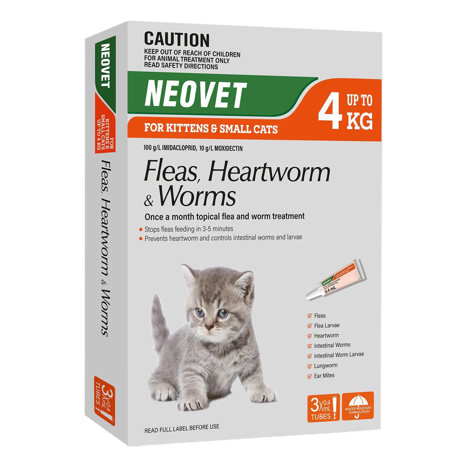 Neovet - Flea and Worming For Kittens and Small Cats Upto 4kg Orange
