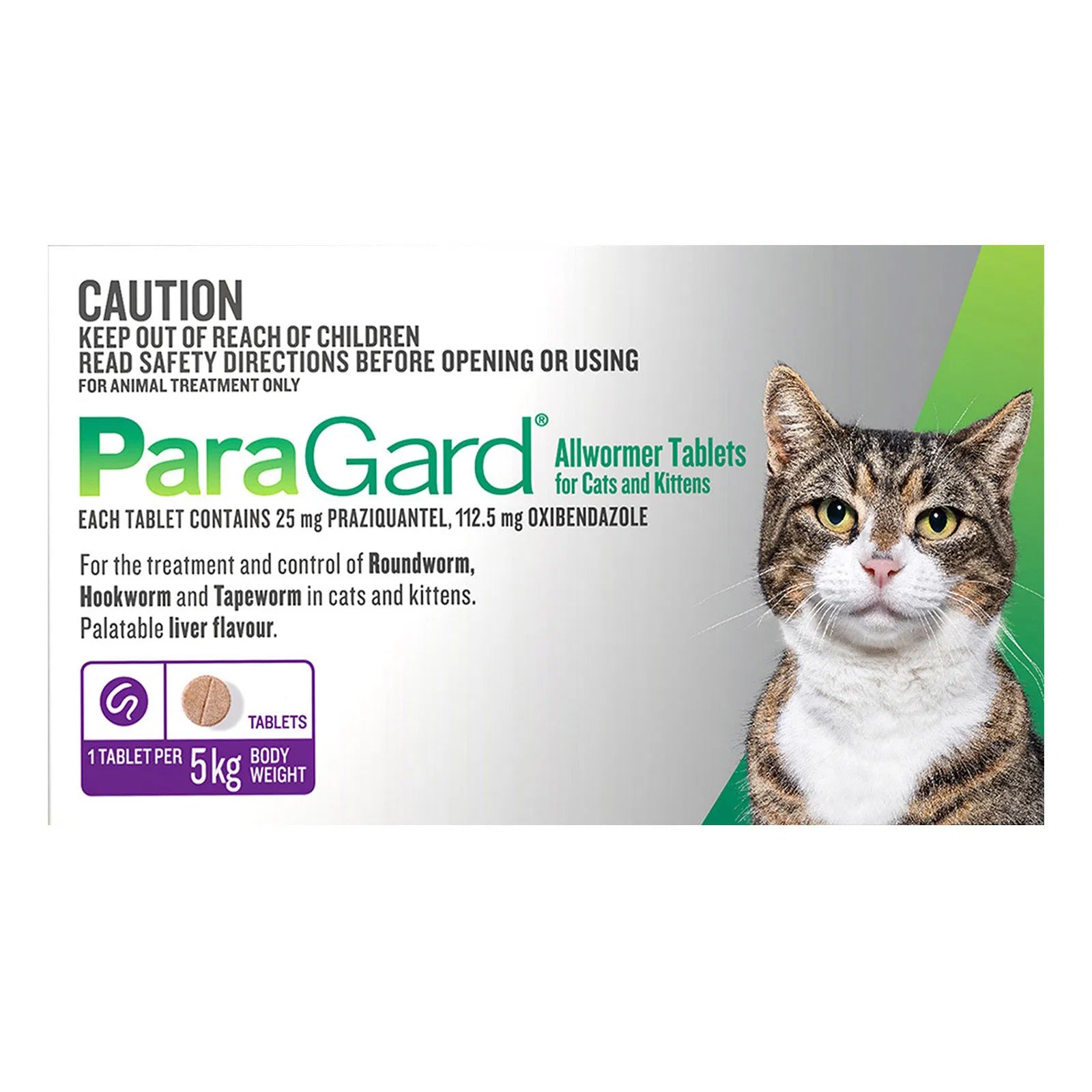 Parasite treatment packaging for cats with a cat's face on the label at Pet Servo