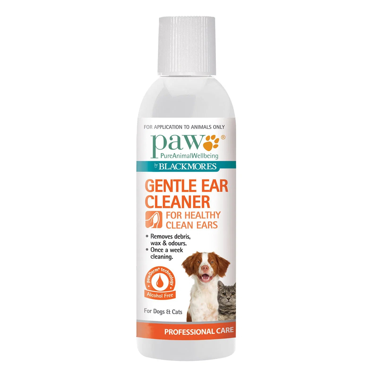 Bottle of paw gentle ear cleaner for pets on a white background at Pet Servo