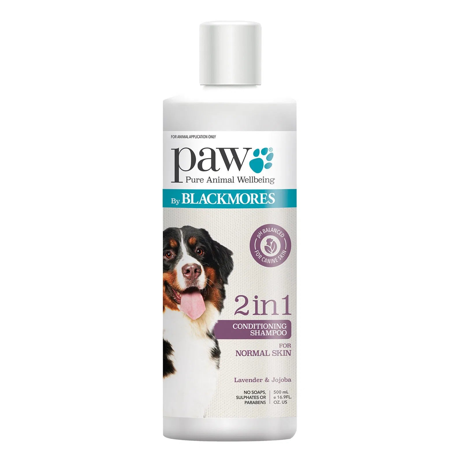 Dog shampoo bottle with a dog on the label against a white background at pet Servo