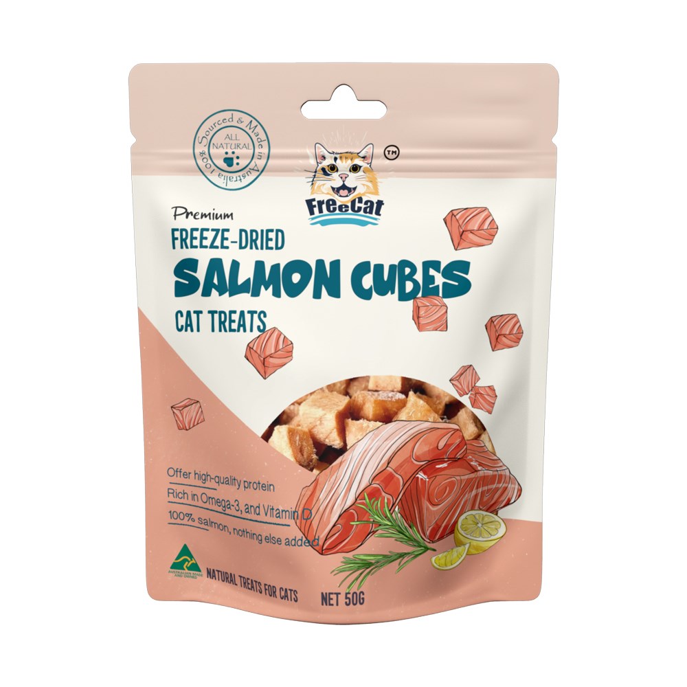 Buy Freecat Freeze Dried Salmon Cubes Cat Treats 50g at PetServo