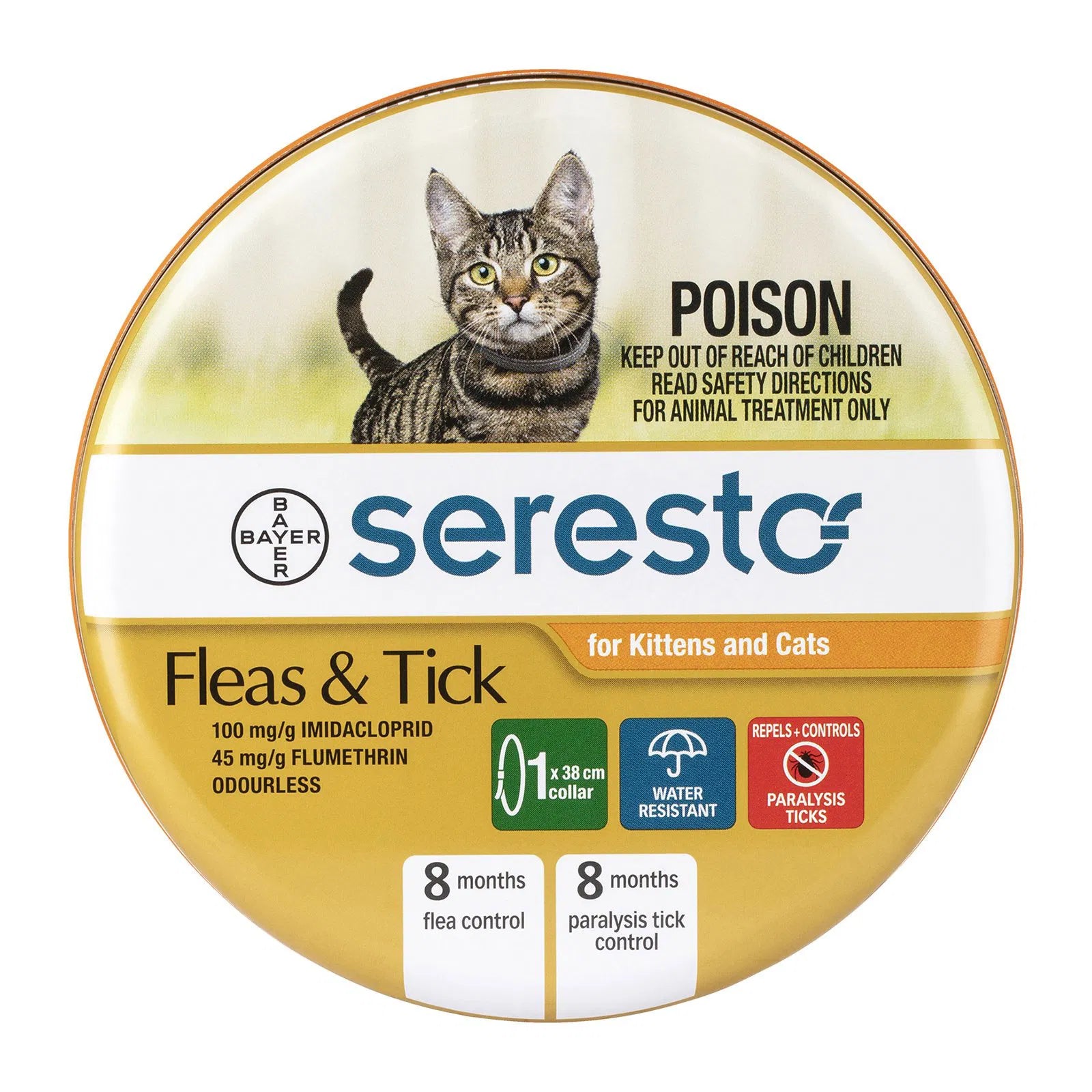Seresto flea and tick collar for cats on a white background at Pet Servo