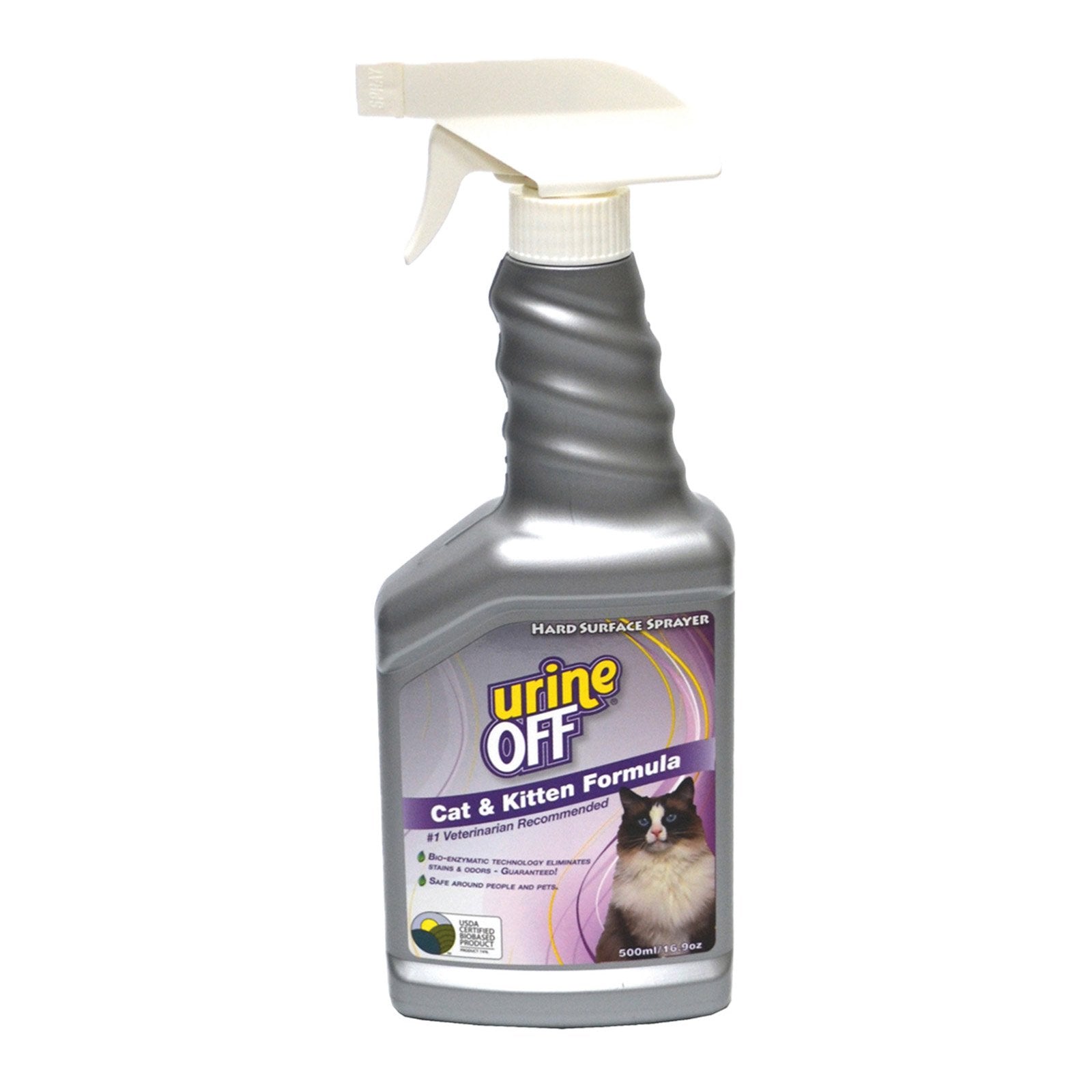 Spray bottle labeled 'urine OFF Cat & Kitten Formula' on a white background at Pet Servo