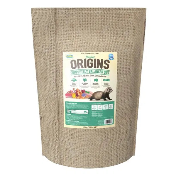 Bag of 'Origins' pet food 10 kg with a label on a white background at Pet Servo