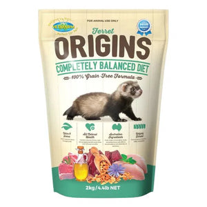 VetaFarm Ferret Origins completely balanced diet packaging 2kg on a white background at Pet Servo